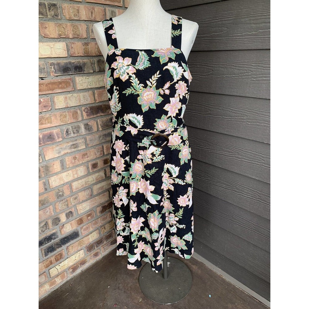 Who What Wear Women's Black Batik Floral Sundress Dress Size MEDIUM NWT MSRP $36